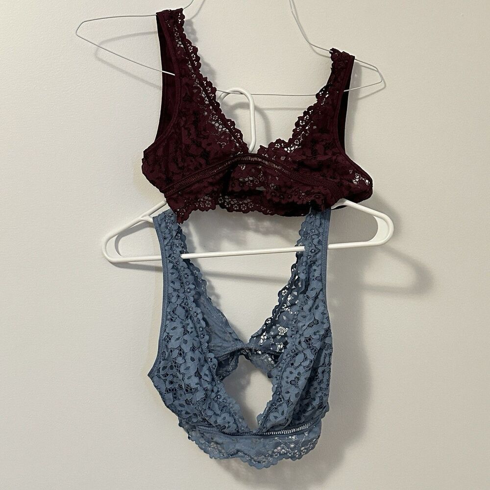 Victoria's Secret Womens Bra M Body by Bralette Lace Wireless Bundle of 2 Boho